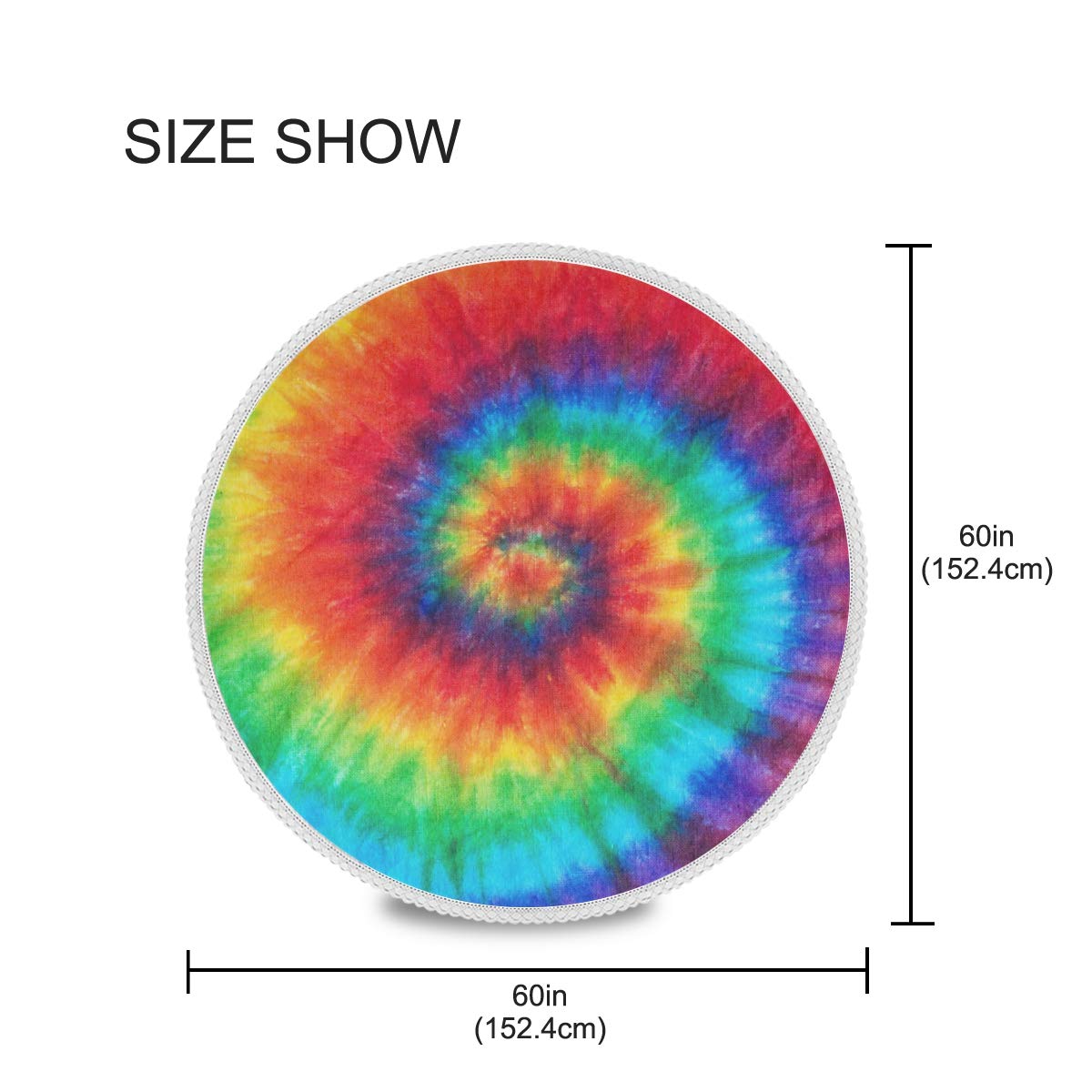 Moudou Tie Dye Round Tablecloth Stain Resistant Table Cloth Polyester Table Cover For Kitchen Dining Party Home Decor 60 Inch